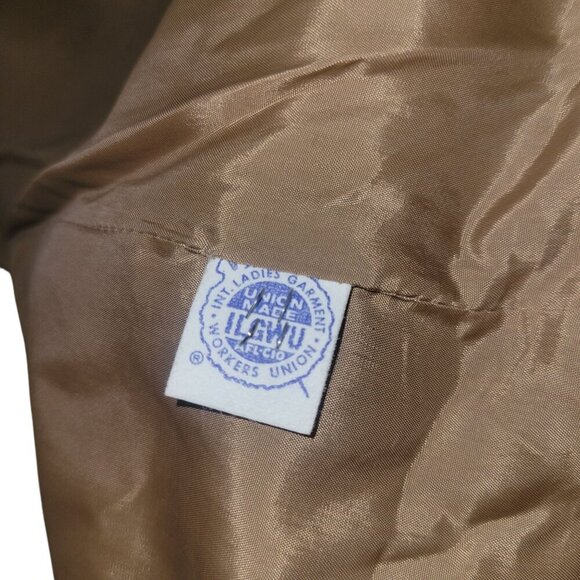 Vintage Plaid Wool Two-Piece Jacket Sleeveless Top Brown/Beige Checkered Women S - Picture 9 of 10